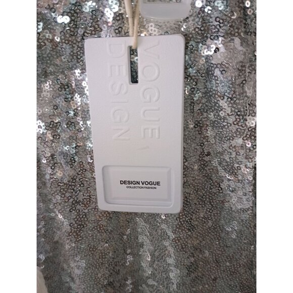 Design Vogue Silver Sequin Womens Shorts XL 95% Polyester 5%‎ Spandex - Picture 5 of 8
